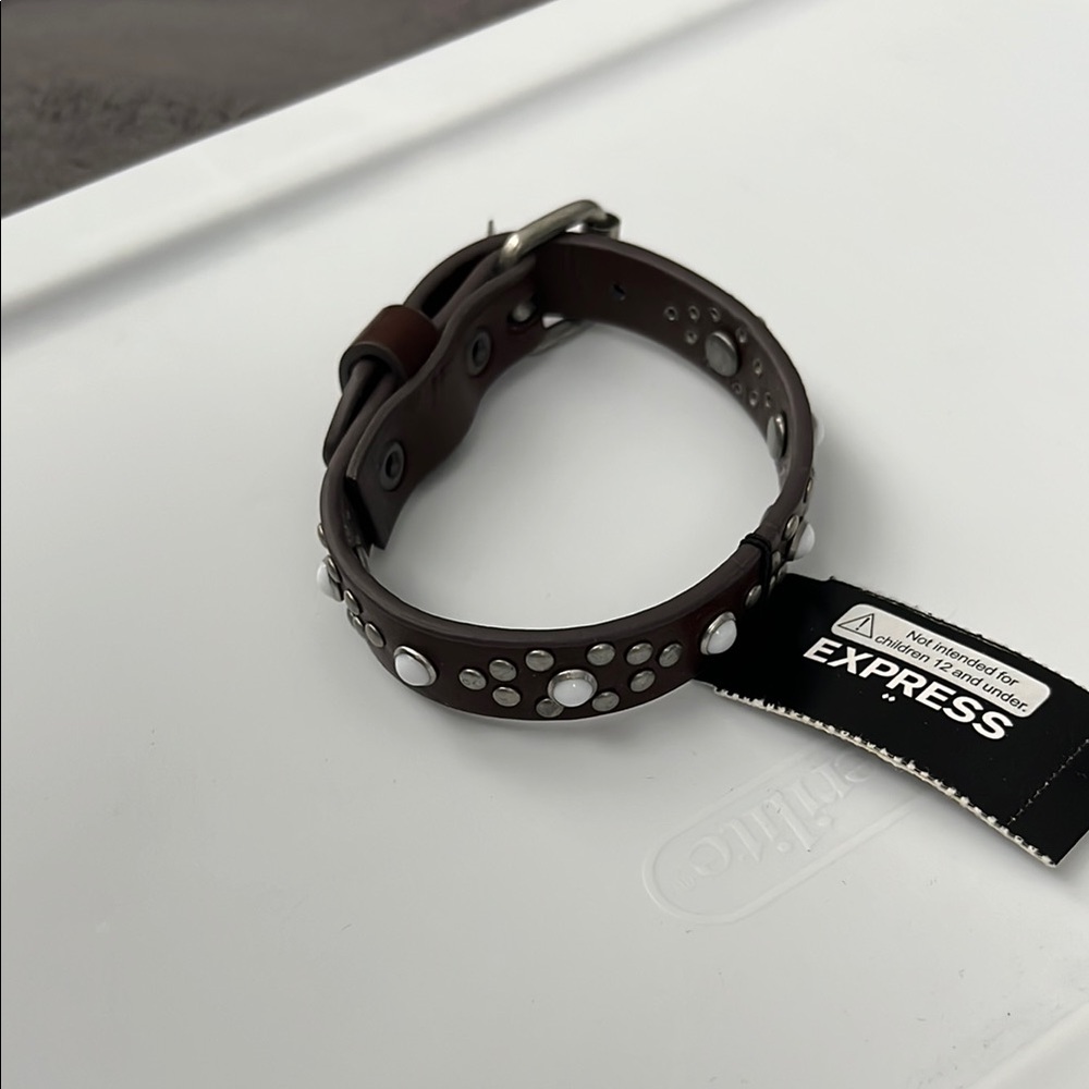 Express Dark Brown Leather Bracelet with Silver Accents